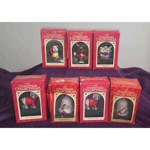 VINTAGE GIBSON CHRISTMAS COLLECTIBLES LOT OF 7 ORNAMENTS - 1992